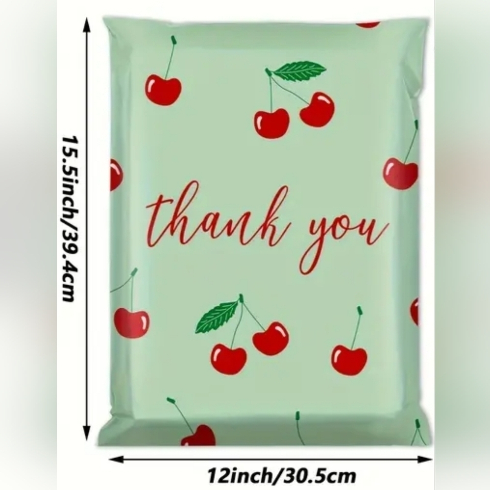 Ten 12x15.5inch poly mailers cute cherries